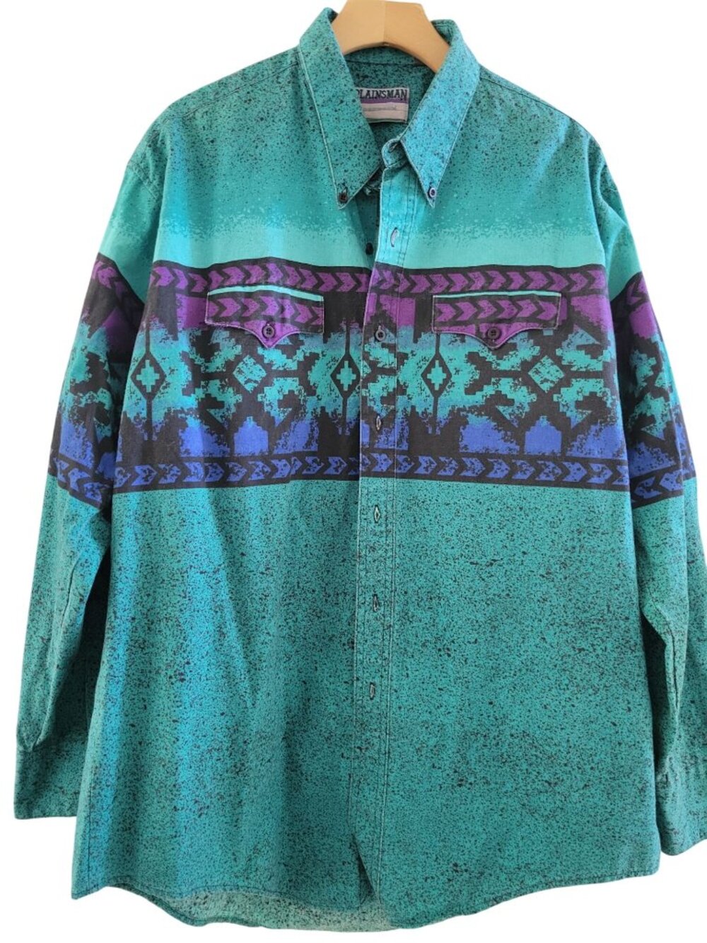 Vintage 90s Western Cowboy Rodeo Western Aztec size XXL Ranch hand Turquoise